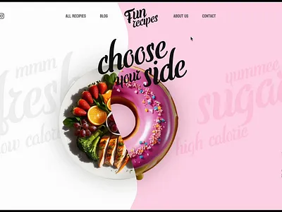 "Fun recipes" landing page animation design figma landing landing page ui web