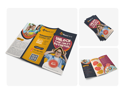 Child-Care Trifold Brochure Design | Modern Daycare Brochure brochure layout brochure template catalog child care brochure childcare center leaflet children brochure template daycare trifold design educational flyer design family care brochure kids service flyer medical brochure nursery school design preschool marketing brochure print trifold brochure trifold brochure design trifold template