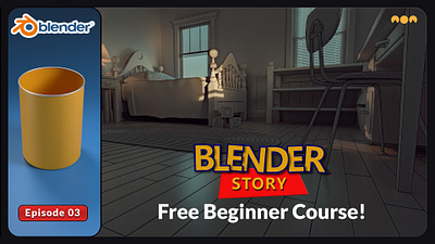 Blender Story | Ep. 3: Creating Your First 3D Model in Blender 3d 3d modeling animation blender 3d blender story free course hard surface mim prop room stylized trash can