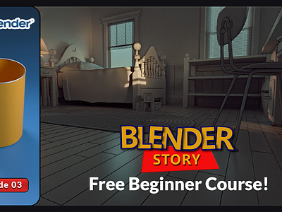 Blender Story | Ep. 3: Creating Your First 3D Model in Blender 3d 3d modeling animation blender 3d blender story free course hard surface mim prop room stylized trash can