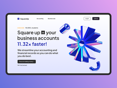 Square up landing page! 3d blue concept cool design figma finance functional hero landing money ui ux website