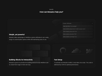 Mosaico - Benefits Section graphic design ui