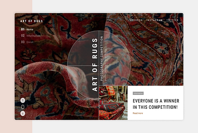 Art Of Rugs Photography Competition - One page Website branding design graphic design one page website photography rugs ui uiux ux web design webdesign website