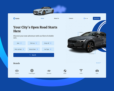 Car Rental Website blue branding car company design graphic interface logo product design rental typography ui ux website