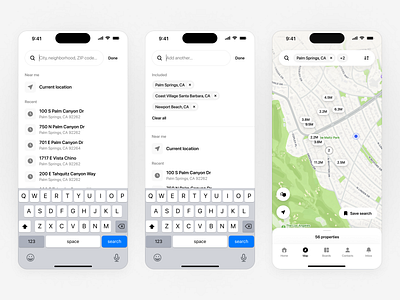 Luxury Presence | Multi-Search clean home search ios app mobile app motion design multi search productdesign property map property search real estate saas search ui user interface uxui uxuidesign