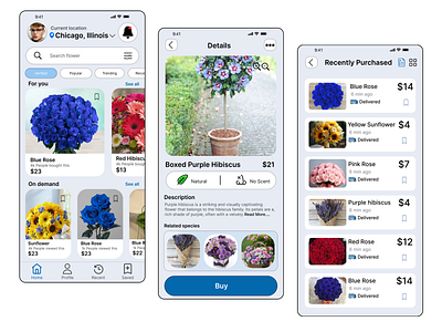 Flower Shopping App Design app branding design graphic design ui ux vector