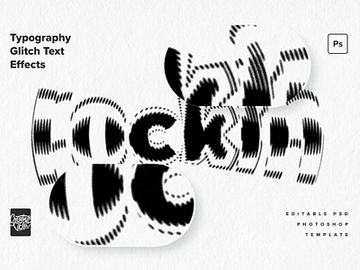 Typography Glitch Text Effects action distortion dynamic editorial effect filter glitch ink kinetic monochrome old paper print psd retro texture title typography veila