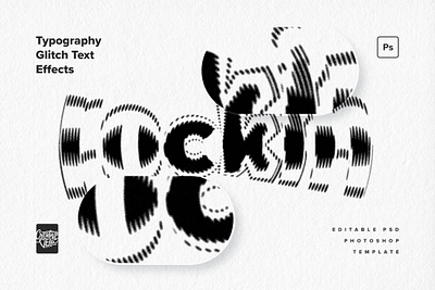 Typography Glitch Text Effects action distortion dynamic editorial effect filter glitch ink kinetic monochrome old paper print psd retro texture title typography veila