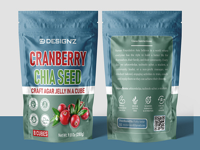 CRANBERRY (CHIA SEED) 3d animation branding design graphic design label label design motion graphics packaging packaging design packagingdesign pouchdesign premium design product productlabel