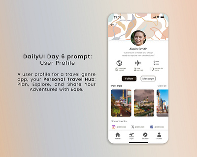 Day 6 Prompt: User Profile animation app design branding dailyui dark mode dashboard icon design illustration interaction design landing page minimalist mobile app product design prototyping responsive design typography ui design ux design web design wireframe