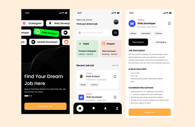 Find job application app branding design design system graphic design illustration job app job application logo mobile app mobile design ui ux