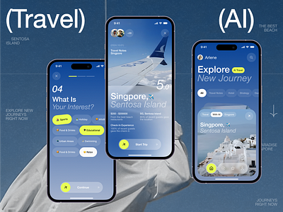 AI Travel ai air blue city design journey mobile sky travel trip ui