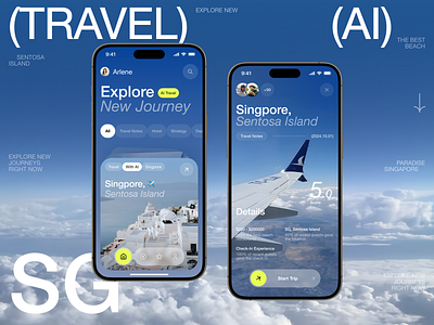 AI Travel ai air blue city design journey mobile sky travel trip ui