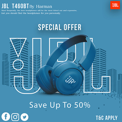 Headphones Social Media Poster Design graphic design headphones poster design logo motion graphics