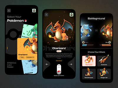 Pokemon Gaming iOS Mobile App 3d animation graphic design ui