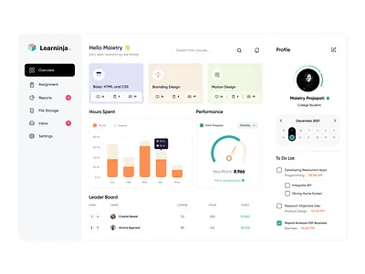 LMS Dashboard Concept 3d animation graphic design ui