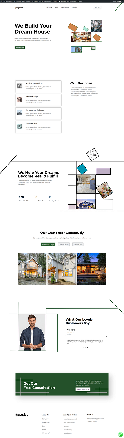 Web Design of Real Estate Agency business websites elementor real estate web design web developer wordpress