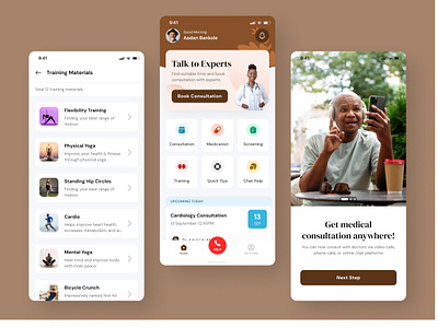 Caregiver app for Older Adults alzheimer app design caregiver app dementia health tech healthcare mobile app mobile ui ux older adults telemedicine ui mobile uiux