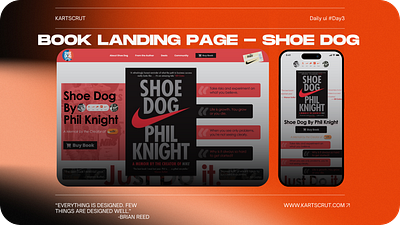 Book Landing Page (Shoe Dog) #DailyUI - Day 3 ui