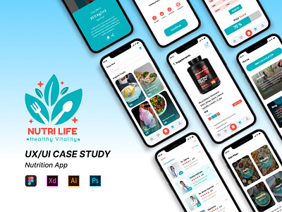 Nutrition App Case Study 3d animation branding design graphic design illustration logo ui ux vector