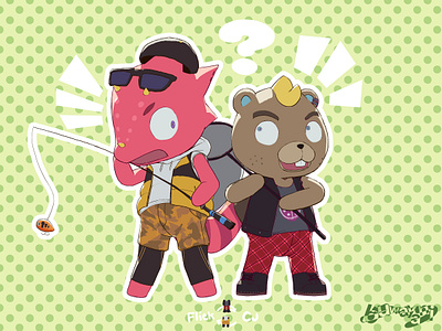 Fit Swap: Flick and CJ animal crossing anime cartoon cj cute digital fanart flick illustration