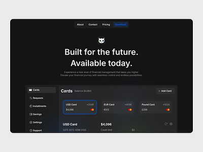 Meow - Banking Framer template banking finance framer ui ux web design