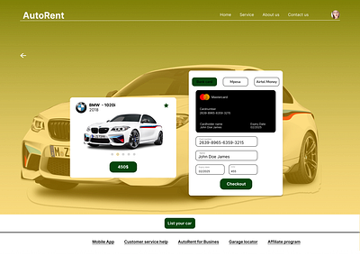 AutoRent checkout page branding cars dailyui ui