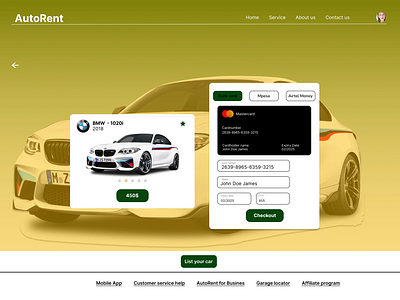 AutoRent checkout page branding cars dailyui ui