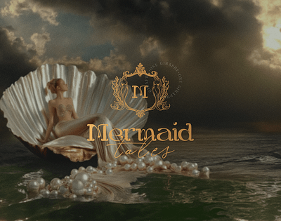 Mermaid Tales - Premade Logo crest crest logo cute elegant feminine logo mermaid mermaid logo woman