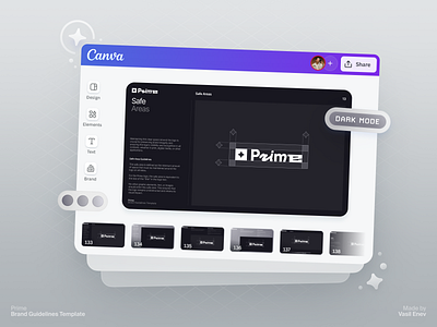 💌 Prime Brand Guidelines • Canva Template brand branding canva colorful dark mode deck document figma gradient grey guidelines identity indesign interface pitch presentation prime slides template ui