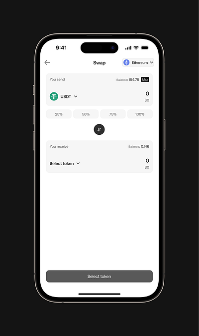 Token Swap Interface decentralized exchange product design ui ux web3