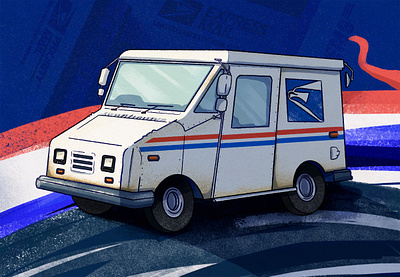 USPS Truck art digital illustration painting photoshop procreate textures truegrit usps