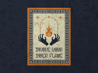 Pixel Art Design - Invoke Your Inner Flame evil fantasy halloween inspirational magic tshirt design