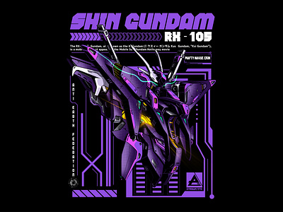 Shin Gundam anime artprint artwork dark purple design detailed illustration digital art fanart geometrycal gundam illustration japanese machine mecha mobile suit poster tech hud