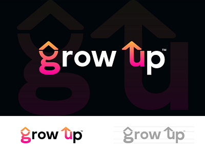 Grow Up Logo Design best logo desiger brand identity branding business company design g grow up grow up logo design growth logo branding logo design logo designer modern modern logo modern logo designer typography logo u