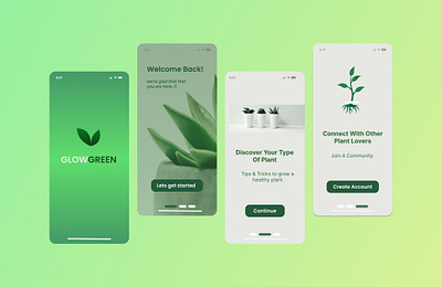 Glow Green-Mobile Community App Design app badshariaz colorful community app design graphic design illustration logo mobile mobile app plant plant community app sign in sign up splash splash screen typography ui ux