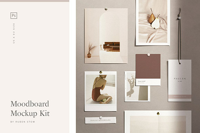 Moodboard Mockup Kit cards cross fold instax polaroid frame invitation kit kodak film frames mockup mockups moodboard moodboard mockup kit name card photo photo card polaroid frame portra 400 single fold square card striped paper thumbtacks torn paper