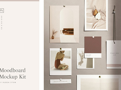 Moodboard Mockup Kit cards cross fold instax polaroid frame invitation kit kodak film frames mockup mockups moodboard moodboard mockup kit name card photo photo card polaroid frame portra 400 single fold square card striped paper thumbtacks torn paper