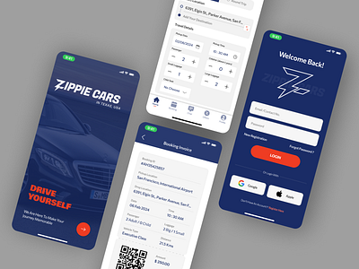 Self-drive Car Mobile App app design car app mobile app uiux