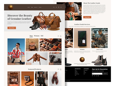 Leather Goods E-Commerce Website Landing Page agency figma homepage landing page ui ux web webdesign website website design