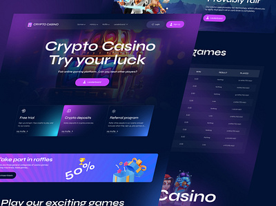 Crypto Casino Interface betting design casino art casino element casino interface casino landing page casino website crypto casino interface dice interface live casino mine online betting online casino online game sports web casino web design