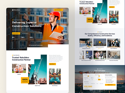 Building & Construction Landing Page agency website architecture building construction construction company construction company uiux design construction website design contractor website fleexstudio landing page landing page design manufacturing real estate renovation ui ux website design