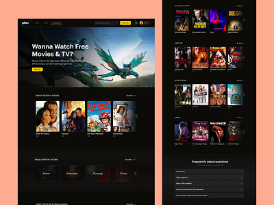 Streaming website design cinema clean design entertainment landing page live movie music online podcast streaming streaming platform tv ui ux video web website