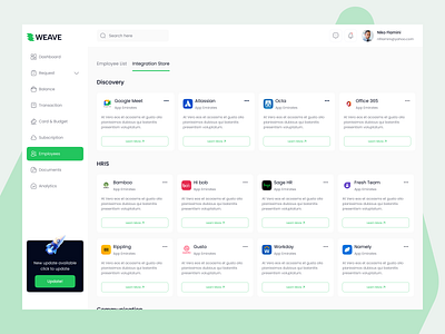 Integration Page | Banking Dashboard banking banking dashboard banking management clean dark theme dashboard design hr management integration integration dashboard integration settings integrations page preference product design saas ui ux web app web design