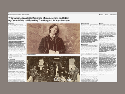 Manuscripts & Letters of Oscar Wilde. Website design figma graphic design history interaction layout minimalism oscar wilde responsive text typography ui ui design ui designer ux uxdesign web pages