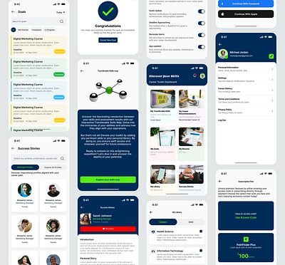 AimWise branding career consultation figma design goals goals settings home screen interaction design mobile app mobile app ui product design product thinking profiles resume ui uiux user experience user interface user profile ux