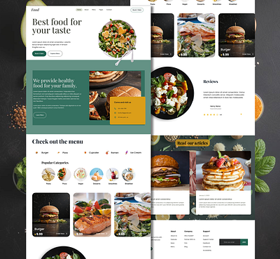 Food Website Landing Page burger clean design figma food website landing page pizza ui ux web design