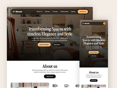 Elevate — Responsive Website Design clean destop figma interior design ios minimal mobile modern responsive ui ui design uiux webdesign website