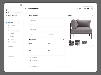 Product details page design furniture product product details ui ux web design