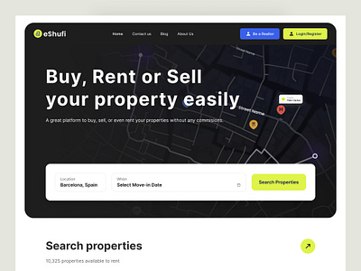 eShufi- Property Rental Website Design agency agent apartment booking booking website broker design property property website real estate real estate website rent house rental residence ux web web design